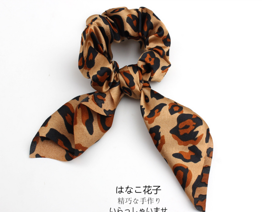 4Pcs Leopard Snake Floral Streamers Scrunchies for Women