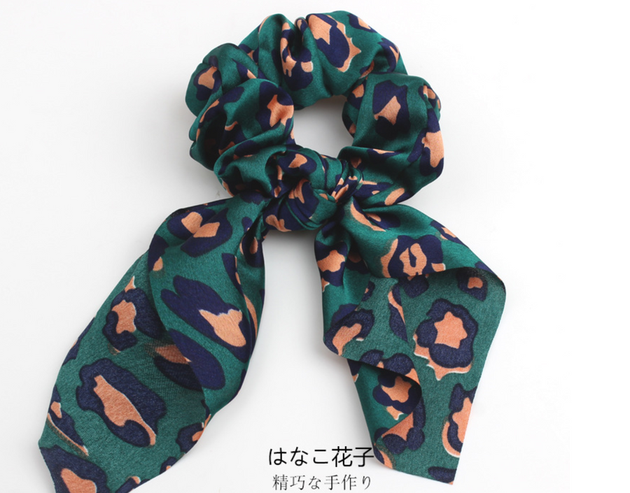 4Pcs Leopard Snake Floral Streamers Scrunchies for Women