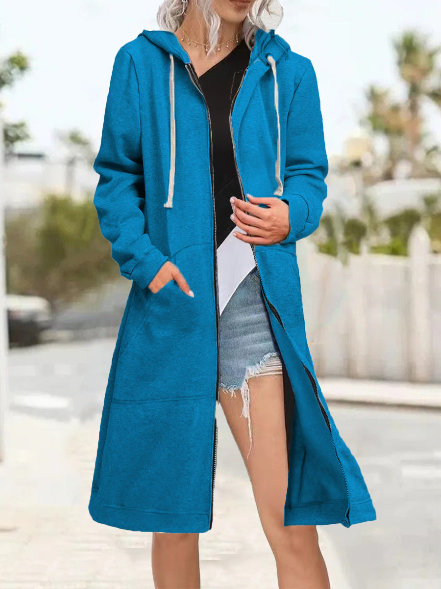 Trendy Loose Multicolor Coat Zipper Cardigan Hoody