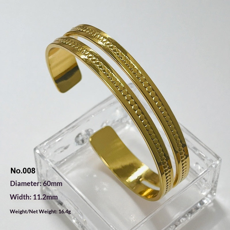 Retro Irregular Hollowed-Out Titanium Steel Bracelet