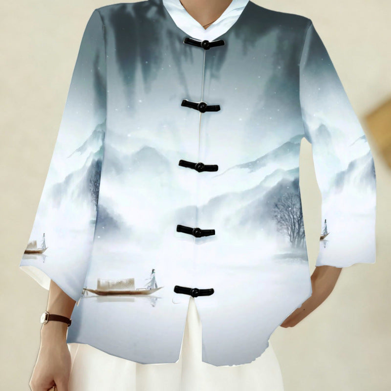 Chinese-style Tang Suit Women's 3D Digital-print Tank Top