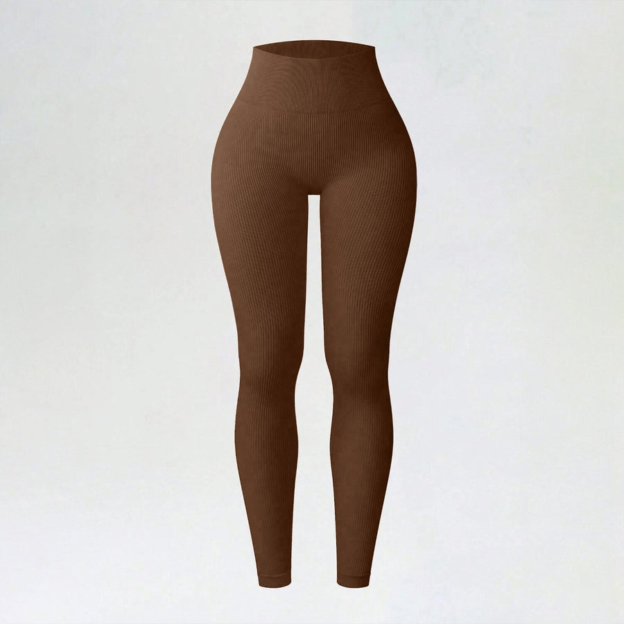 Ribbed Seamless High-Waisted Yoga Leggings for Autumn