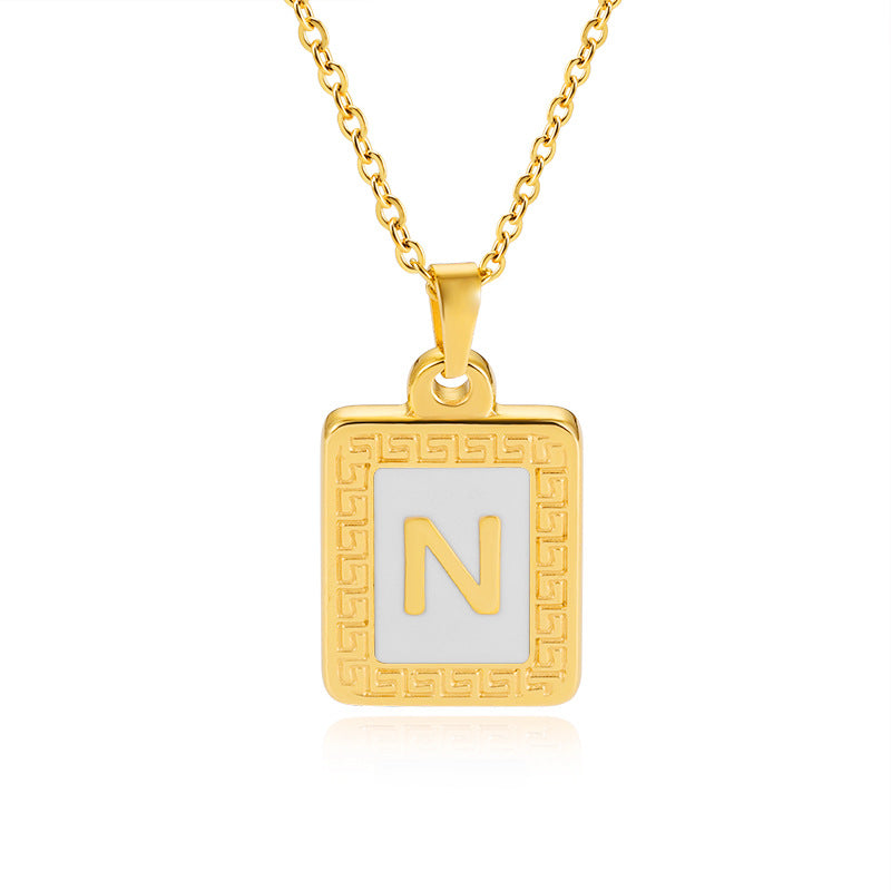 Couples Initial-Engraved Stainless Steel Pendant Necklace