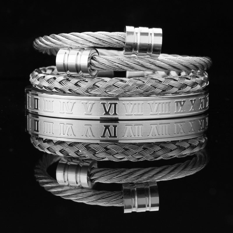 Vintage Copper Zirconium Crown Woven Bracelet Suit