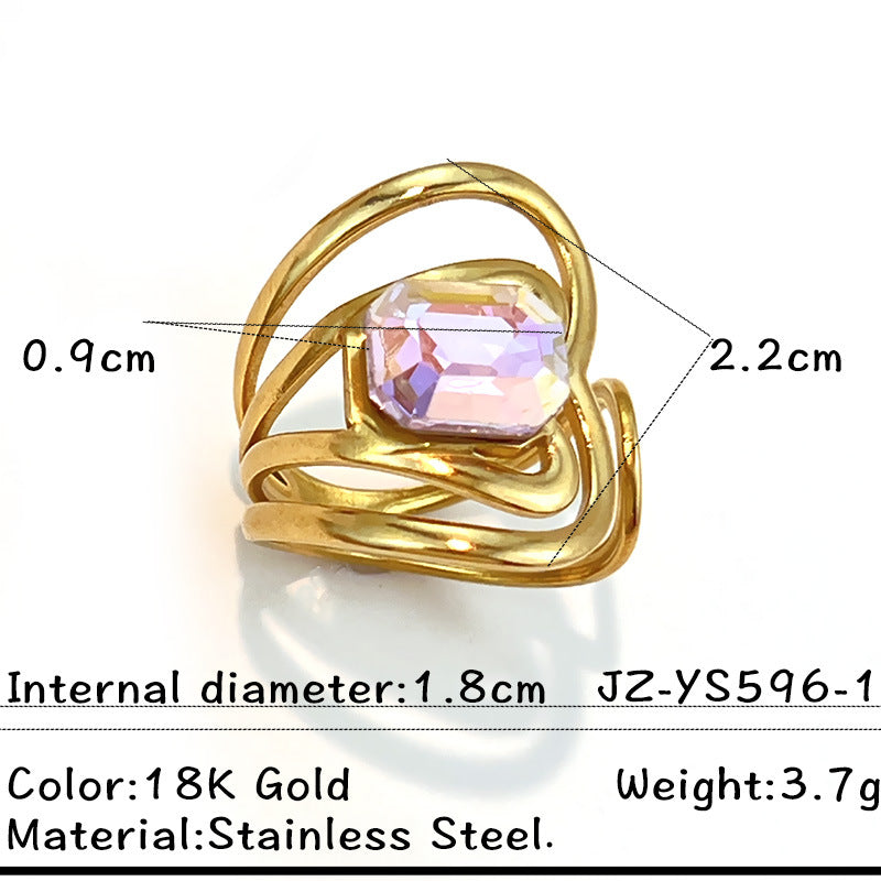 Vintage French-style Natural Stone Stainless Steel Ring