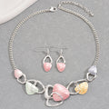 Elegant Round Enamel Drop Earrings & Clavicle Necklace Set