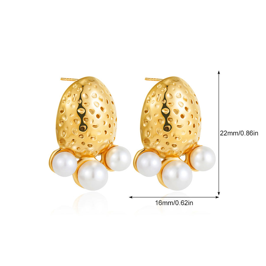 Trendy Geometric Metal Circle Stud Earrings for Women