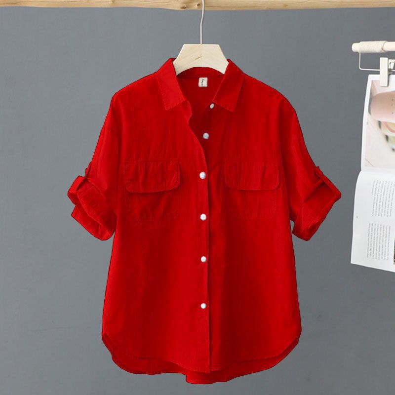 Korean-style Solid-color Blouse for Age-Reducing Elegance