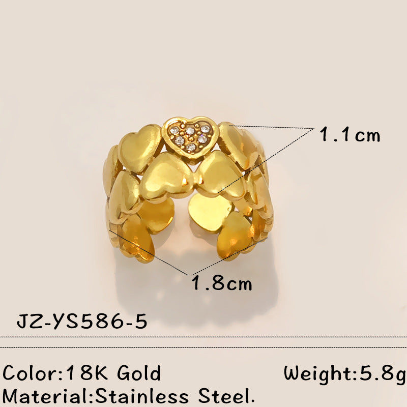 Vintage French-style Natural Stone Stainless Steel Ring