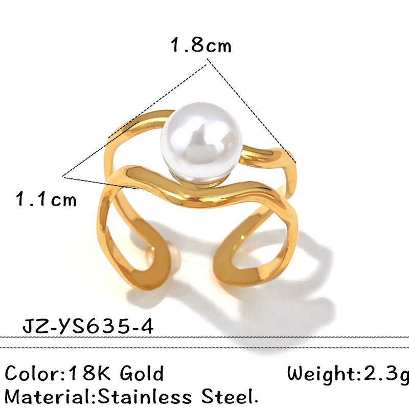 Vintage French-style Natural Stone Stainless Steel Ring