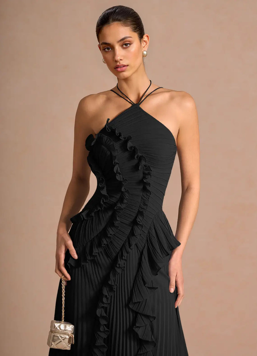 Womens Halter-neck Sexy Strapless Backless Dress