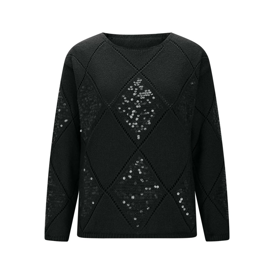Hollow Sequin Knitted Sweater for Women - Autumn & Winter Style
