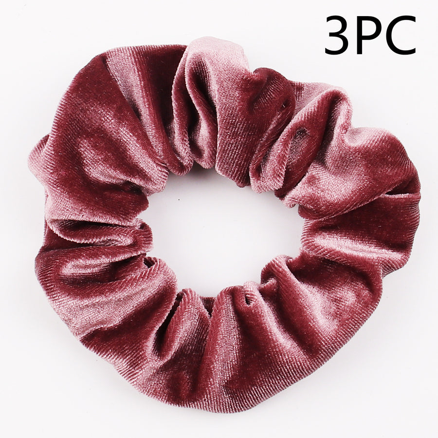 Velvet Tencel Pocket Wallet Hair Scrunchies - Retro Style