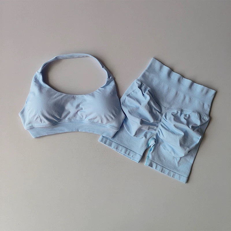 European High-Waist Three-Quarter Peach Lift Lounge Set