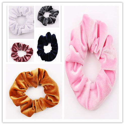 Velvet Tencel Pocket Wallet Hair Scrunchies - Retro Style