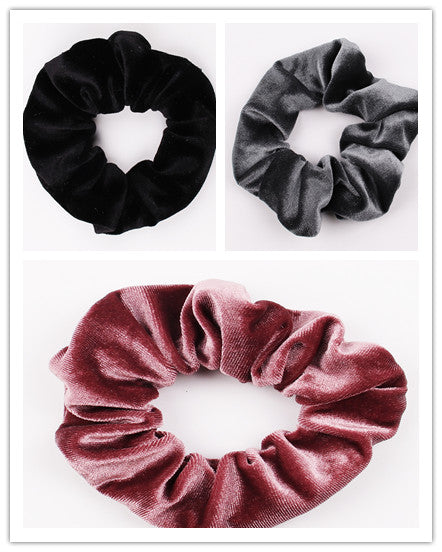 Velvet Tencel Pocket Wallet Hair Scrunchies - Retro Style