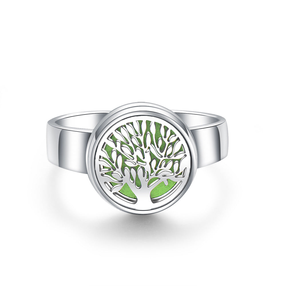 Stainless Steel Aromatherapy Locket Ring - Tree of Life Design