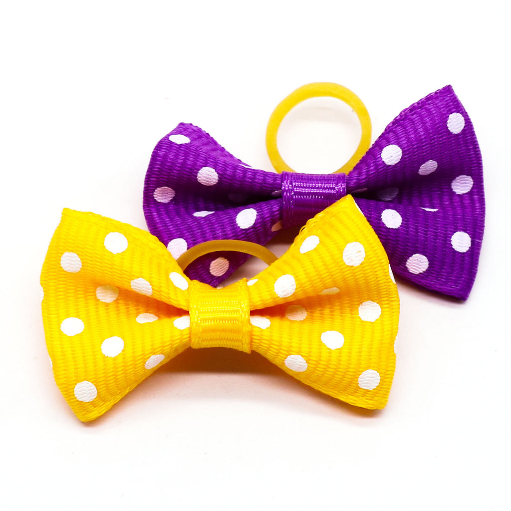 Sustainable Polka Dot Bow Rubber Band Scrunchie for Pets