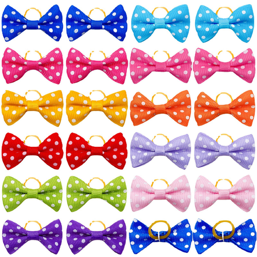 Sustainable Polka Dot Bow Rubber Band Scrunchie for Pets