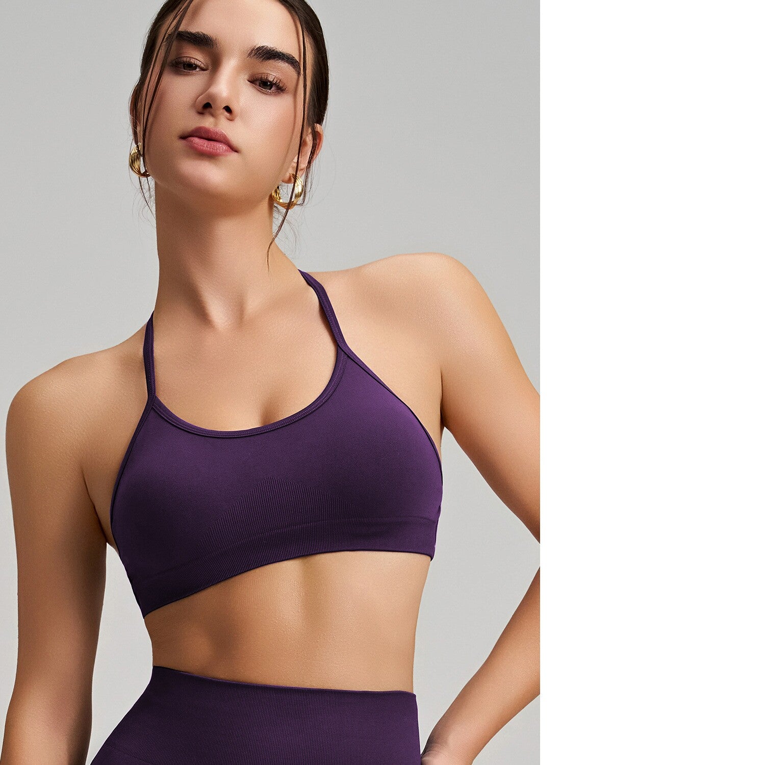 Women's Seamless Thin Strap Cross Back Yoga Outfit Set