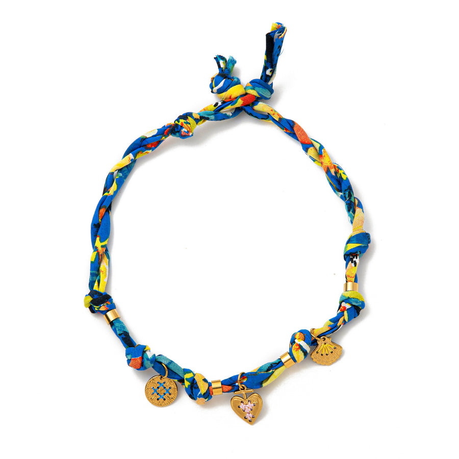 Multicolor Heart Pendant Necklace - Stainless Steel Rope Design