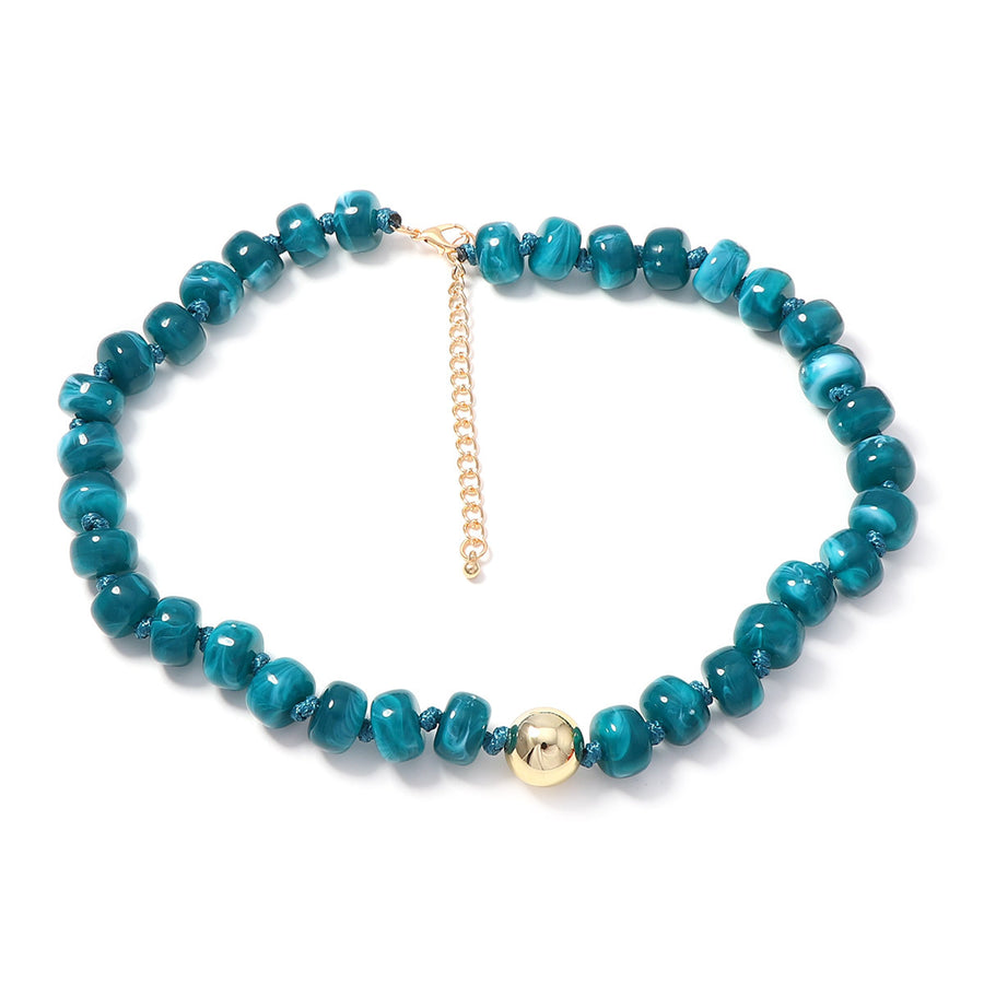 Dyed Resin Round Flat Bead Necklace for Unique Style