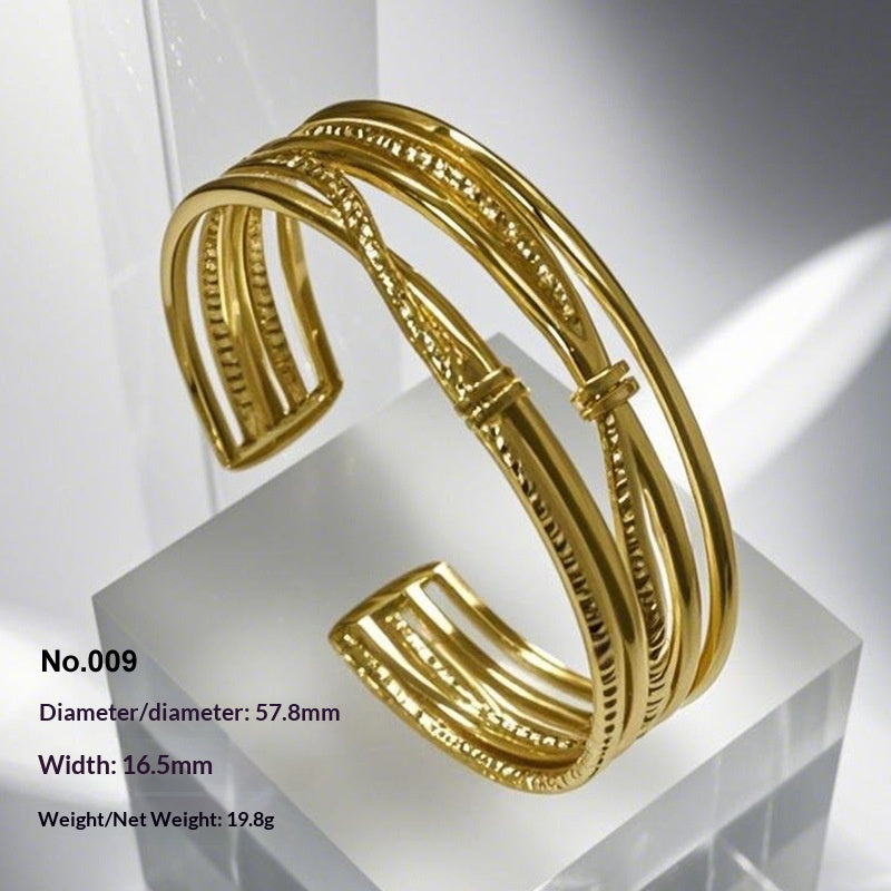 Retro Irregular Hollowed-Out Titanium Steel Bracelet
