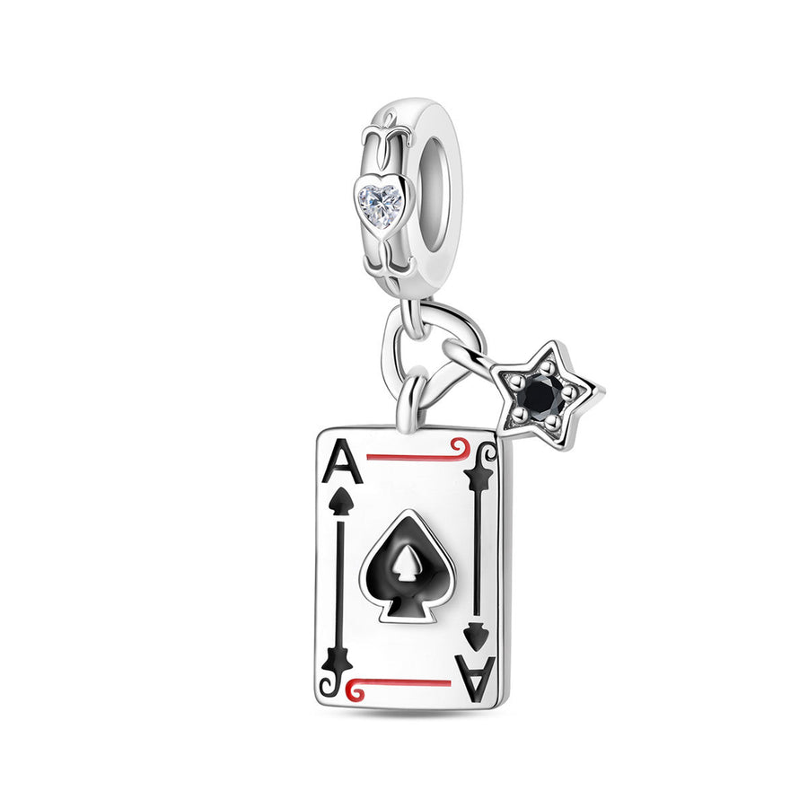 Beaded Bracelet with Game Playing Card Pendant