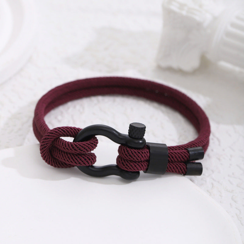 Stainless Steel Horseshoe Buckle Bracelet with Adjustable Milanese Loop