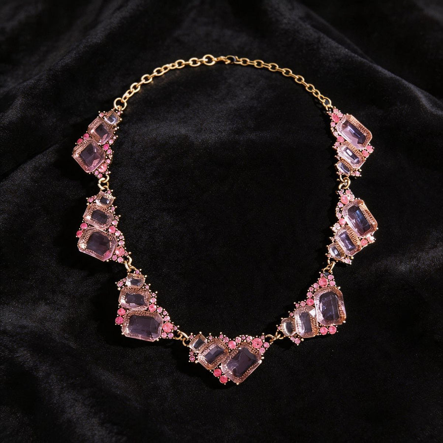 Elegant Colored CZ Necklace and Earring Jewelry Set for Women
