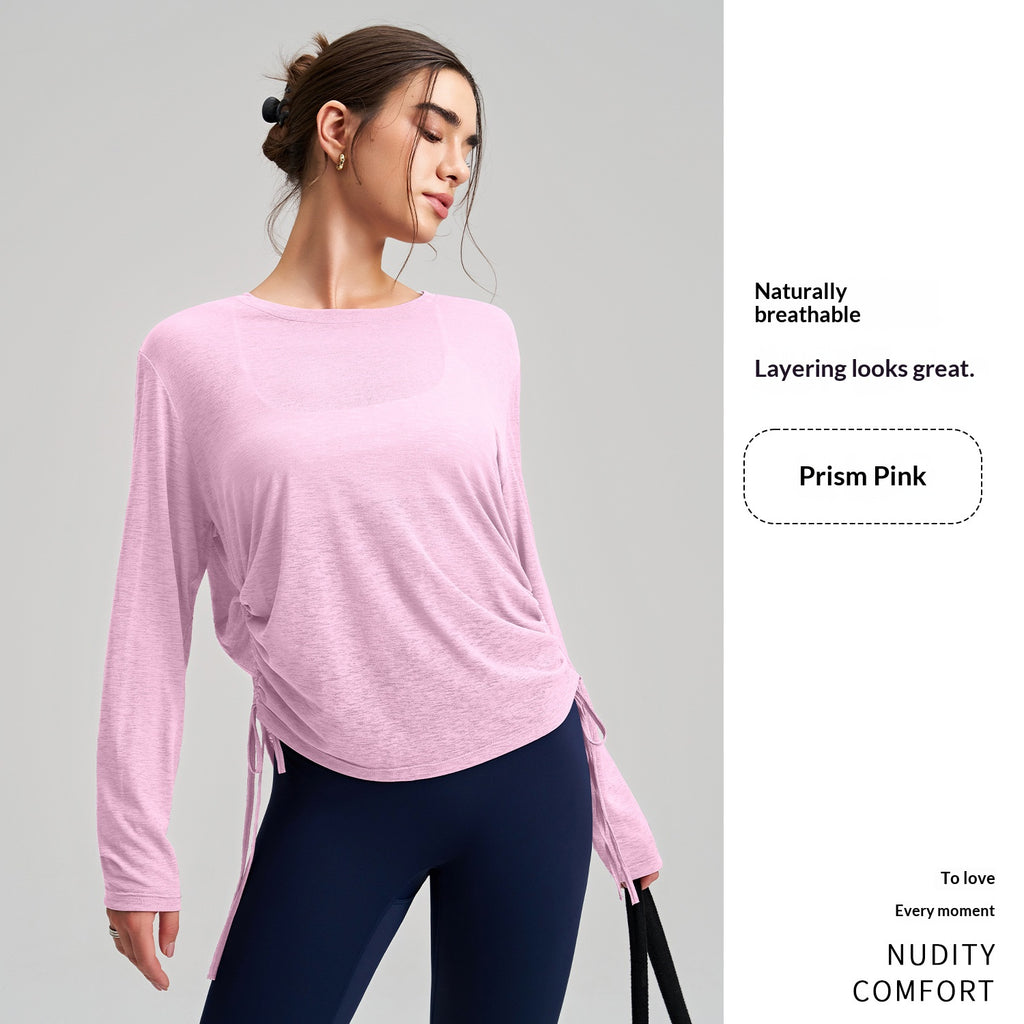 Stylish Long-Sleeve Yoga Cover-Up with Drawstring Detail