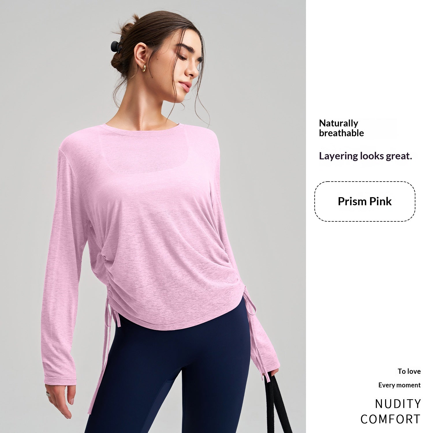 Stylish Long-Sleeve Yoga Cover-Up with Drawstring Detail
