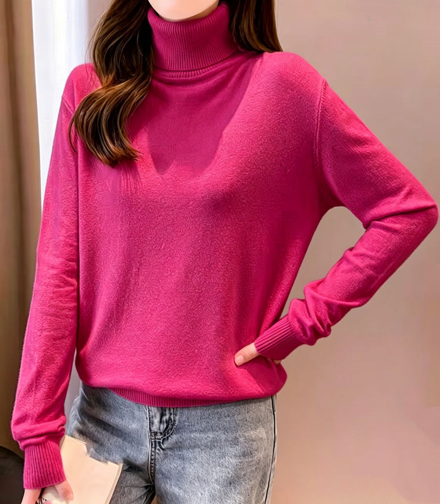 Womens Turtleneck Crop Top Pullover Sweater