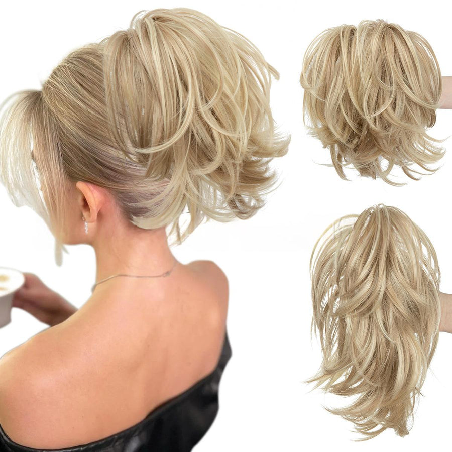 Voluminous Short Curls Clip-On Ponytail with Claw Clip
