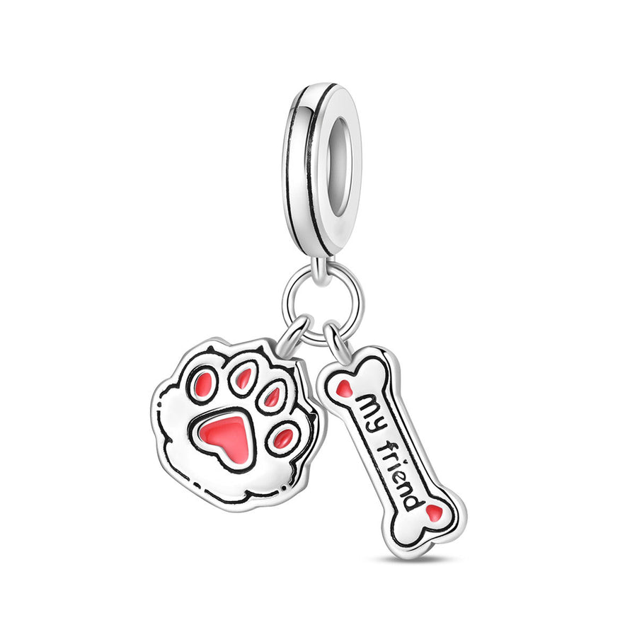 Silver-Plated Cute Pet Animal Beaded Bracelet for Women