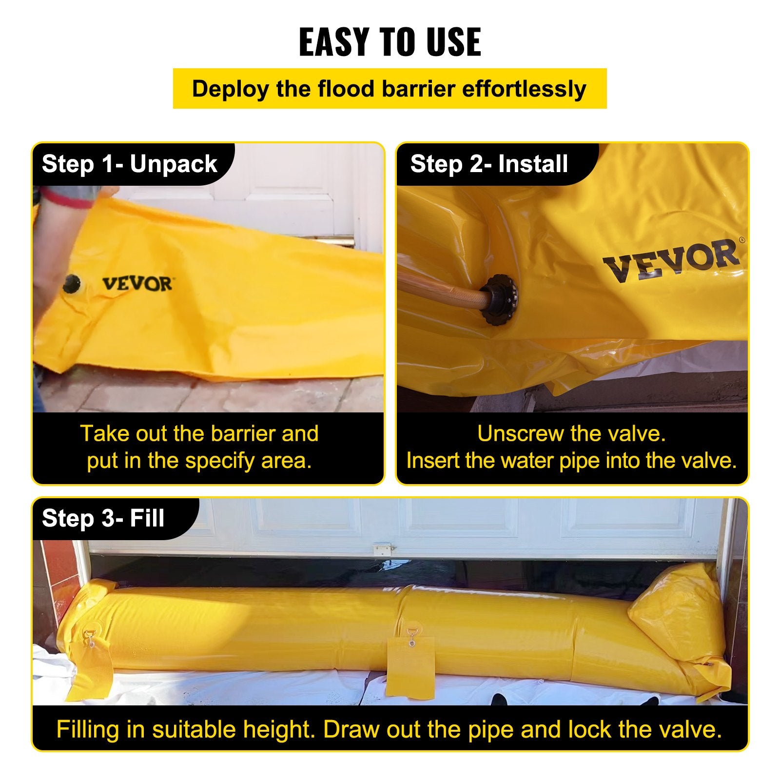 Reusable Flood Barrier - 24 Ft Sandbag Alternative for Flooding