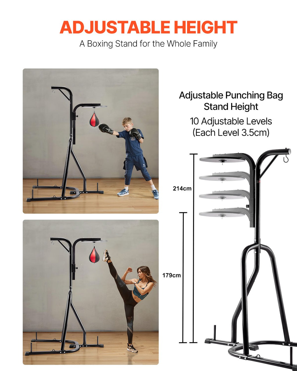 2 in 1 Punching Bag Stand for Home Gym | Adjustable Sandbag Rack