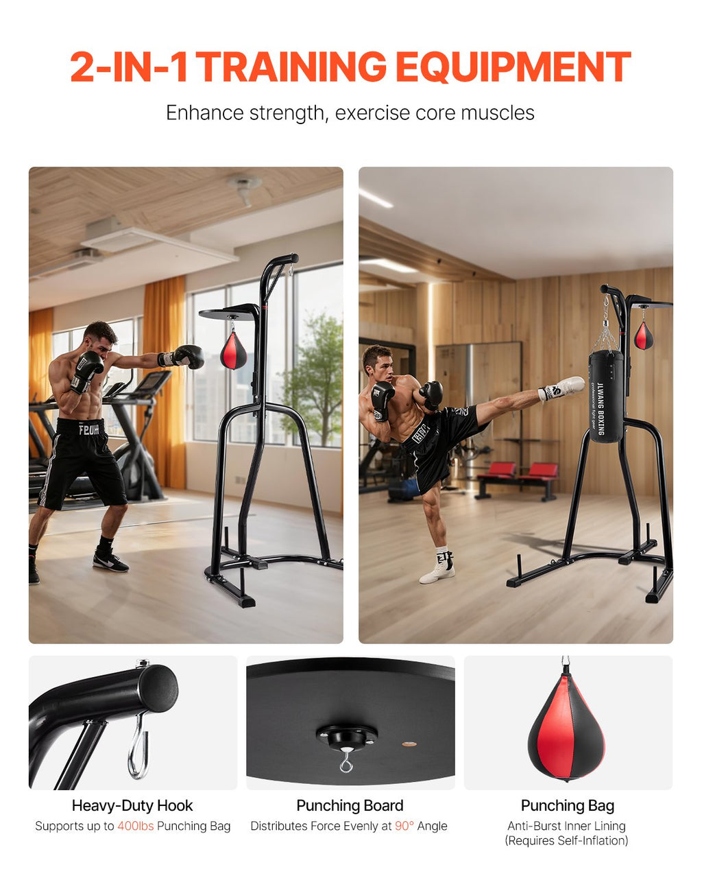 2 in 1 Punching Bag Stand for Home Gym | Adjustable Sandbag Rack