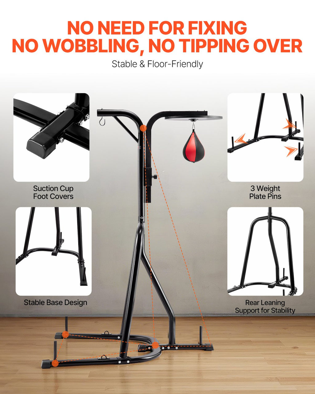 2 in 1 Punching Bag Stand for Home Gym | Adjustable Sandbag Rack
