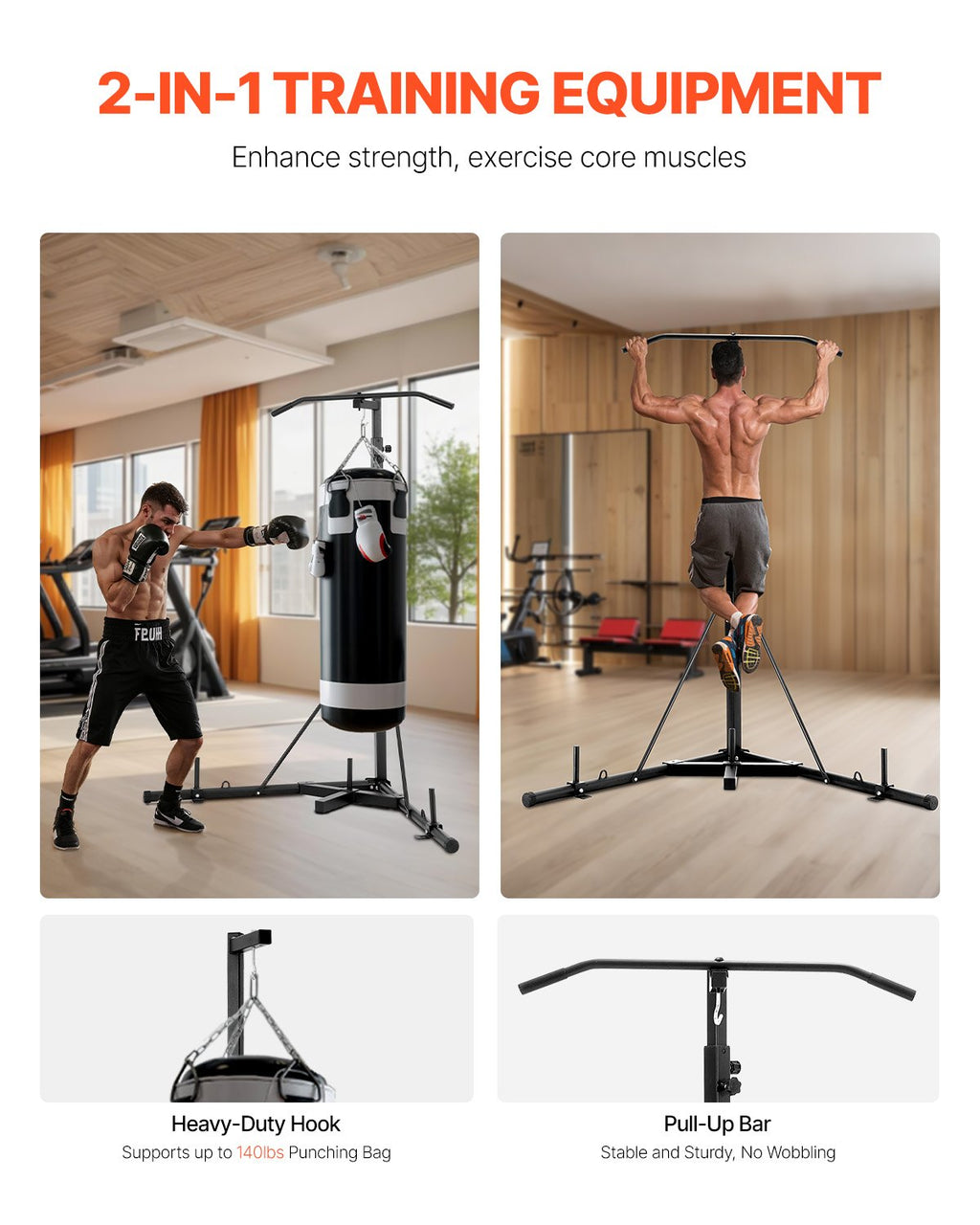 Adjustable 2 In 1 Punching Bag Stand for Home Gym Fitness