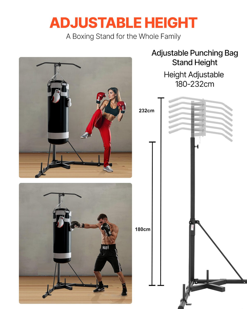 Adjustable 2 In 1 Punching Bag Stand for Home Gym Fitness