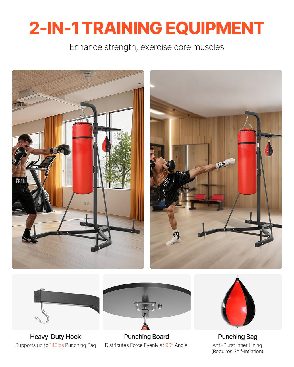 Adjustable 2 In 1 Punching Bag Stand for Home Gym Fitness