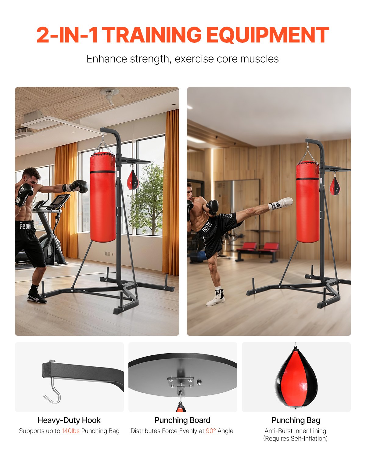 Adjustable 2 In 1 Punching Bag Stand for Home Gym Fitness