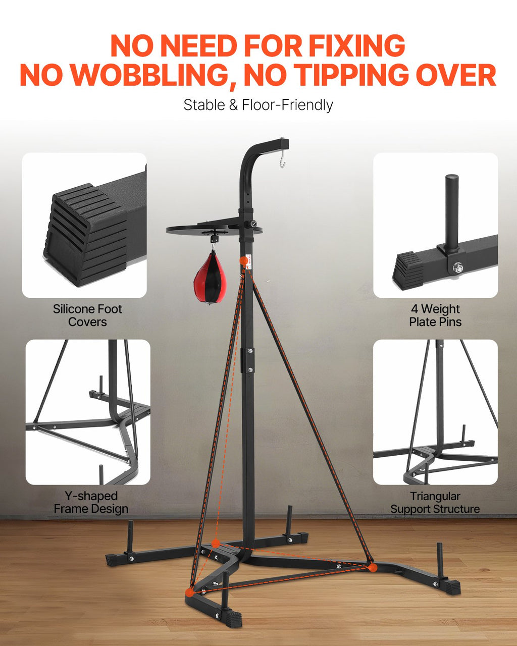 Adjustable 2 In 1 Punching Bag Stand for Home Gym Fitness