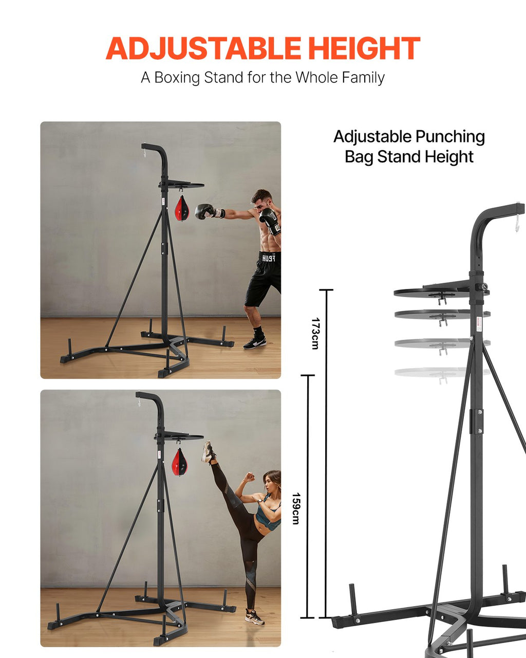 Adjustable 2 In 1 Punching Bag Stand for Home Gym Fitness