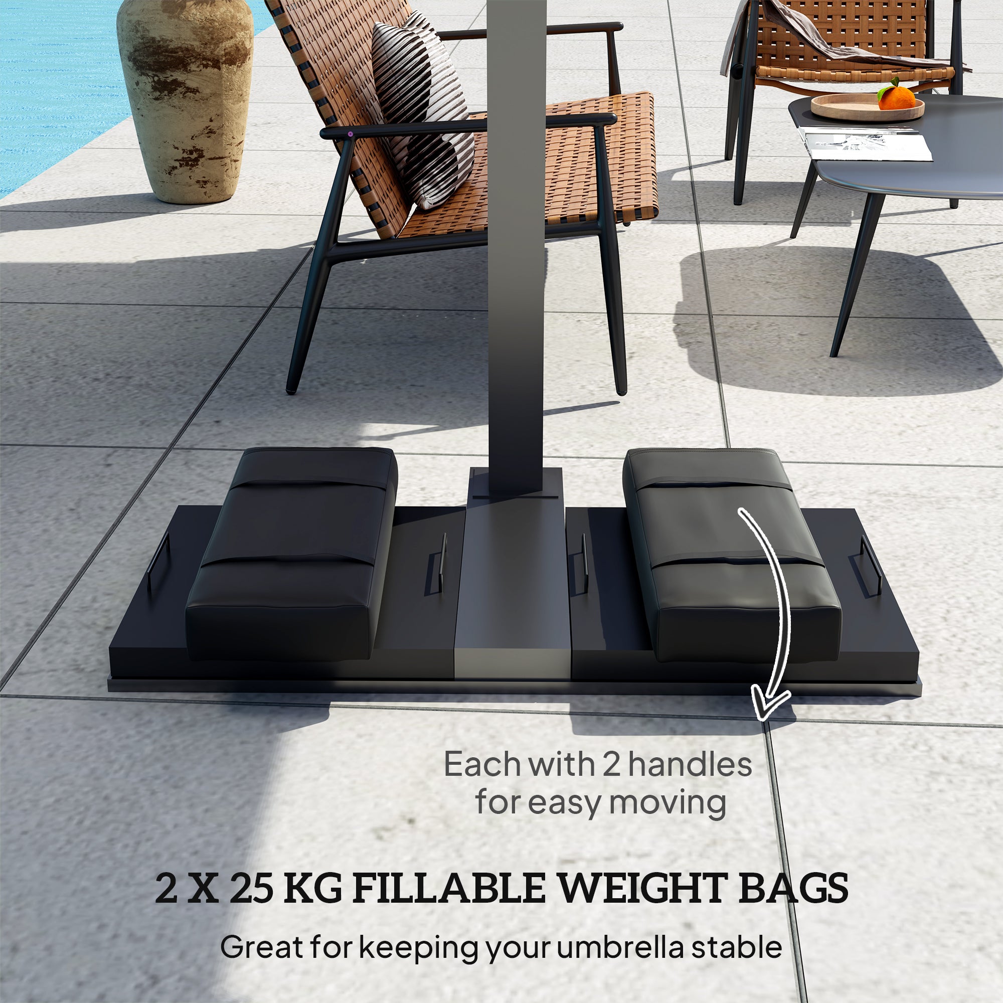 Parasol Weights Set of 2 - Fillable Sandbag Weights for Stability