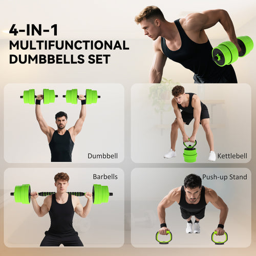 SPORTNOW 30kg 6-In-One Adjustable Weight Dumbbells Set - Green