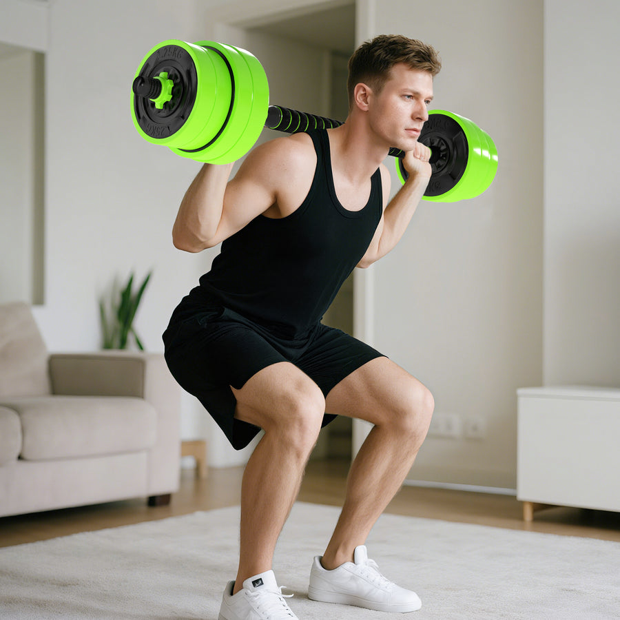 SPORTNOW 30kg 6-In-One Adjustable Weight Dumbbells Set - Green