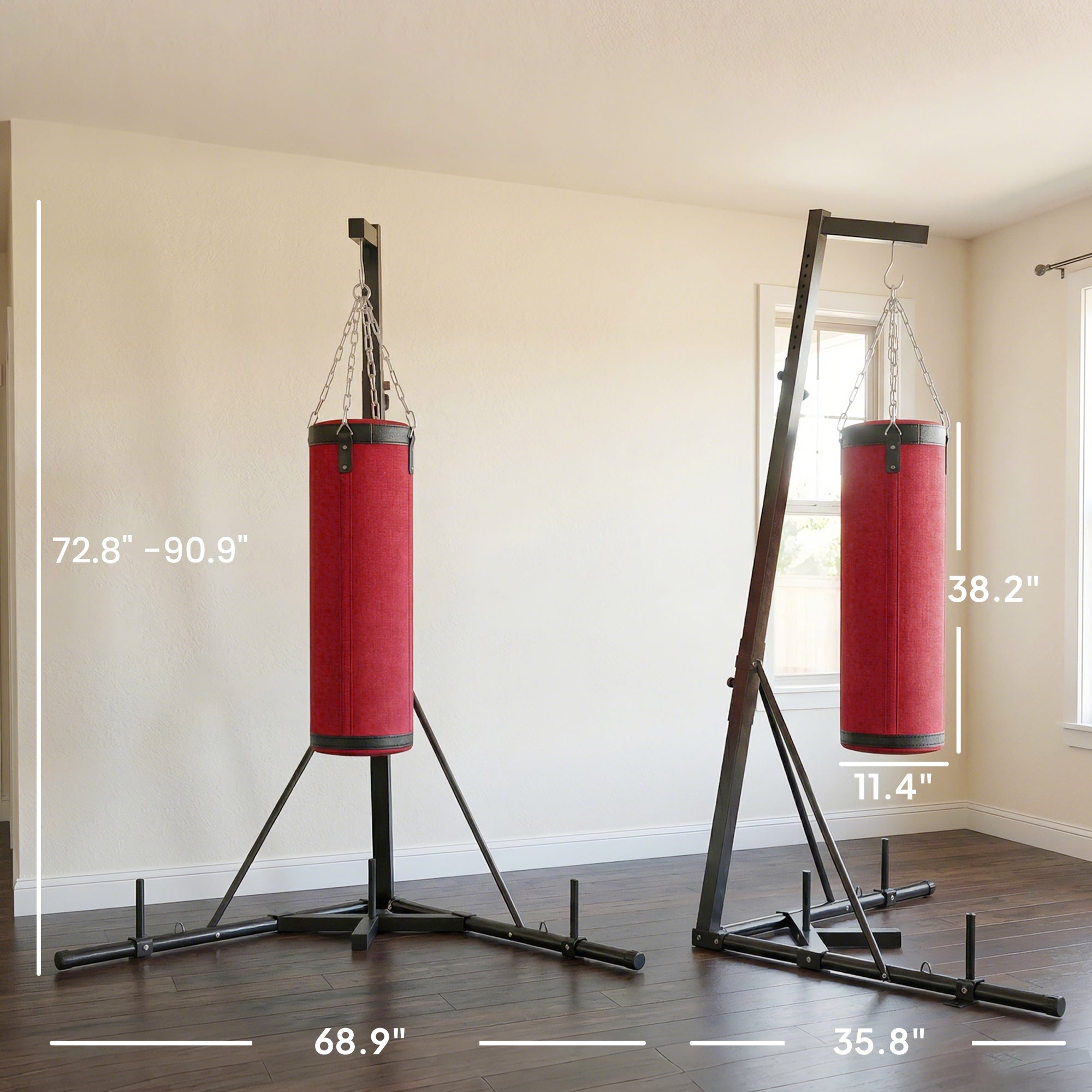 Adjustable Punching Bag with Stand for Adults - Red