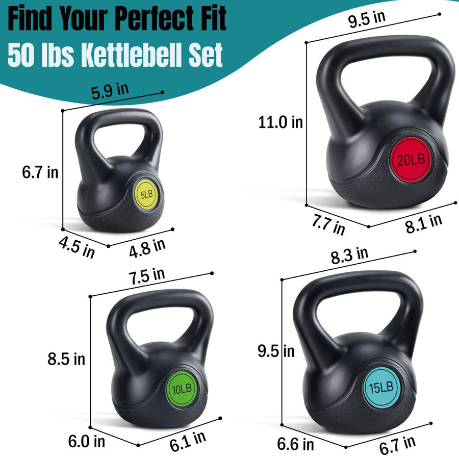 Hard Kettlebell Set - HDPE Coated Concrete Kettlebells